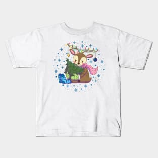 Charlie the reindeer with a pine Kids T-Shirt